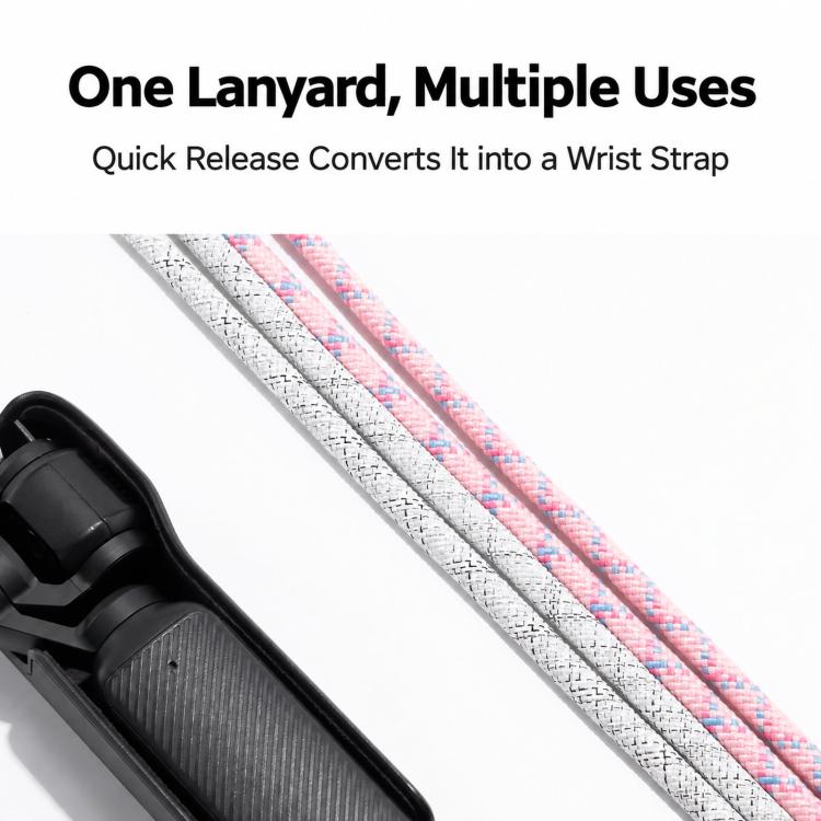 Cwatcun D232 Camera Lanyard 2 In 1 Crossbody Neck Strap Adjustable Wrist Rope With 1/4 Screw Quick Release Clasp, Small Pink, Small Light Gray, Medium Light Gray