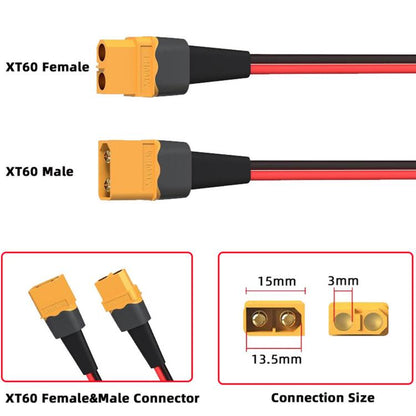XT60 Male/Female Extension Cable 30A Mobile Energy Storage Pure Copper Connector, 0.61m, 0.91m, 1.83m, 3.66m, 6.1m, 9.15m, 12.1m, 15.2m