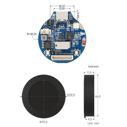 Waveshare ESP32-C6 1.28inch LCD Display Development Board, 240 × 240 Resolution, 65K Color, Without Case, With Metal Case