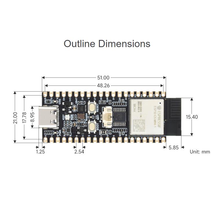 Waveshare ESP32-C5 Dual-Band Wi-Fi 6 Development Board External FPC Antenna, Without Pinheader, With Pinheader