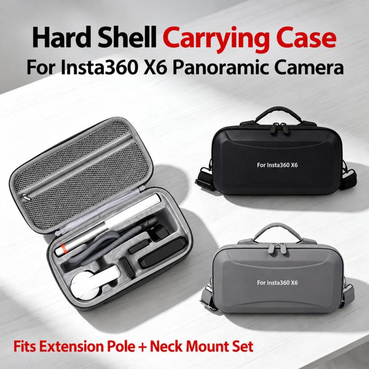 For Insta360 X6 Camera Kit Hard Shell Carrying Case Waterproof Travel Storage Bag with Shoulder Strap