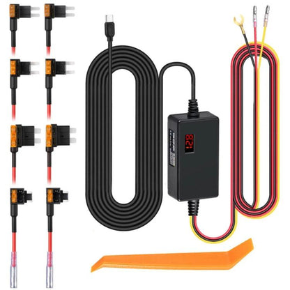 Digital Display Type-C 12V/24V to 5V 3A 3-Wire Adjustable Hardwire Kit for Car Chargers, Right-angle Plug Universal, Straight Plug Universal, Right-angle Plug Mini Fuse Tap, Straight Plug Mini Fuse Tap