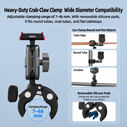 BRDRC Quick-Release Bicycle Mount, For DJI Osmo Action 6 / 4 / 5 Pro, For DJI Osmo 360 II / Nano