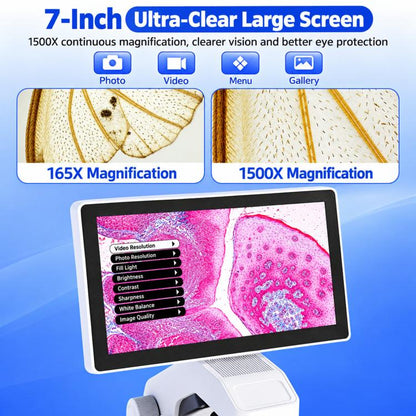 BM070 LCD Digital Biological Microscope 3 Objective Lenses HDMI USB 7 Inch Screen