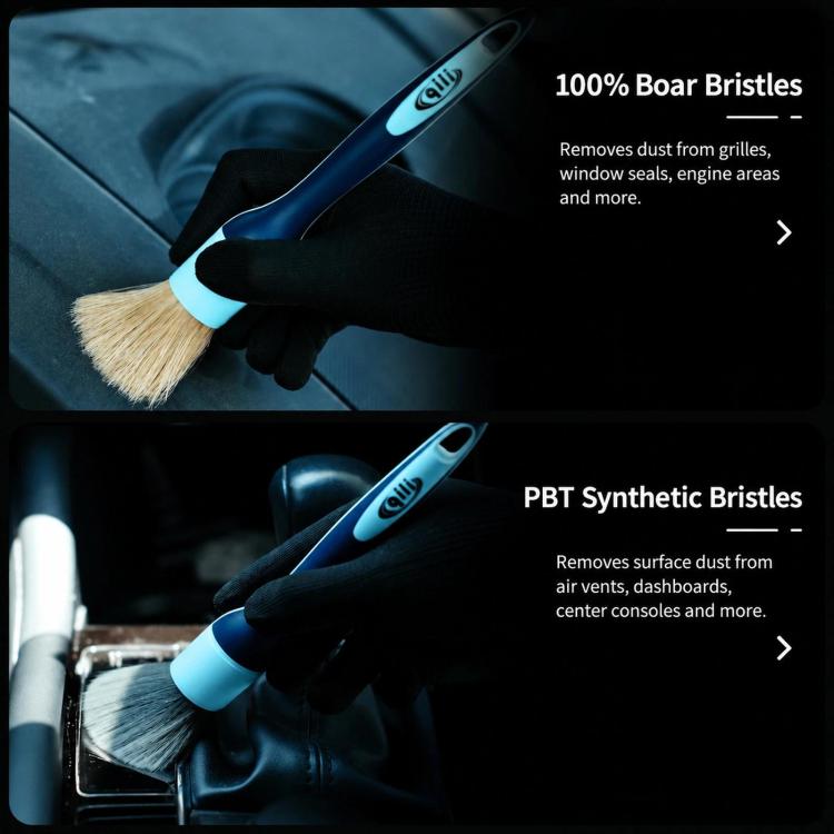 Qili Soft-Bristled Detailing Brush For Car Interior Air Vents, Composite Tapered Filaments, Boar Bristles, Soft PBT Bristles