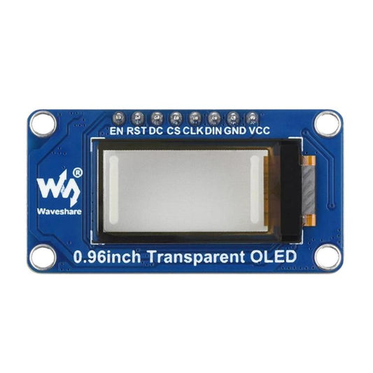 0.96 inch Transparent OLED Display Module 128 x 64 Resolution SPI/I2C Interface SSD1312 Driver IC, WAVESHARE 33163