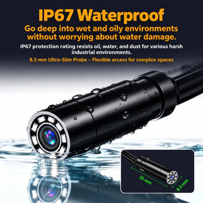 Industrial Endoscope Camera 2.8 inch IPS Inspection Scope IP67 Waterproof Borescope, ES07