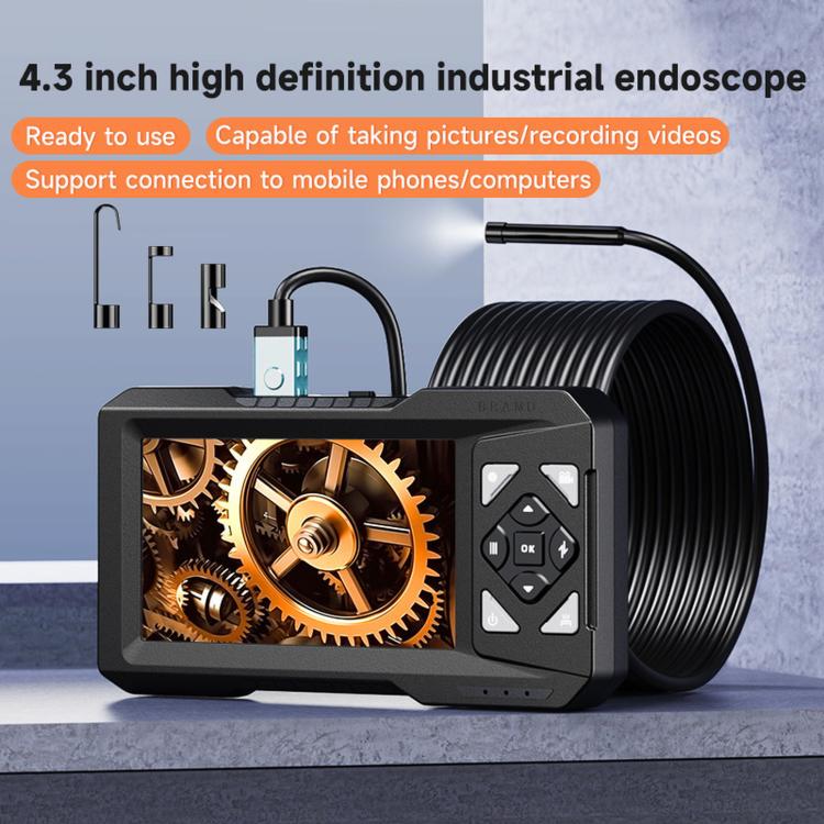 ES01 Industrial Endoscope Camera 4.3 inch IPS Inspection Scope IP67 Waterproof Borescope, No Memory Card, With 32GB Memory Card