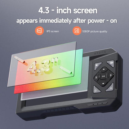 ES01 Industrial Endoscope Camera 4.3 inch IPS Inspection Scope IP67 Waterproof Borescope, No Memory Card, With 32GB Memory Card