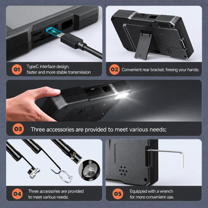 ES01 Industrial Endoscope Camera 4.3 inch IPS Inspection Scope IP67 Waterproof Borescope, No Memory Card, With 32GB Memory Card