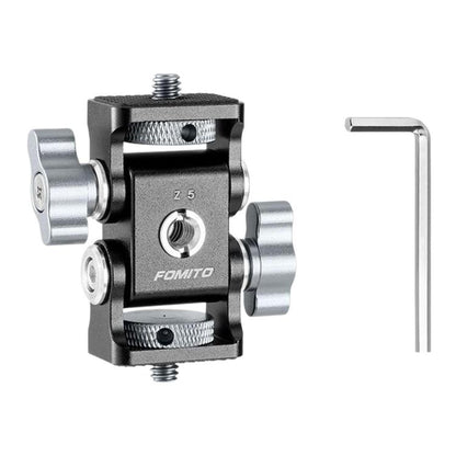 FOMITO Metal DSLR Camera Dual Head Snail Mount 1/4 Inch Adjustable Damping Monitor Bracket