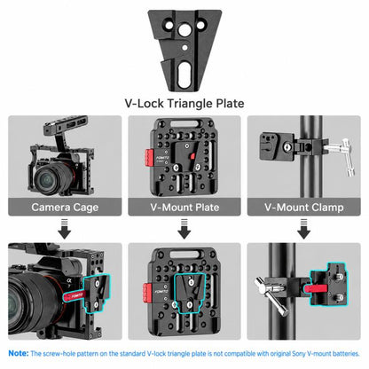 FOMITO VK-02 Camera V-Mount Plate Base Quick Release Plate For Cage Mounting