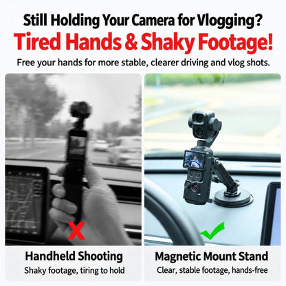 For DJI Osmo Pocket 4P / 4 / 3 Magnetic Car Dashboard Mount Multi-Angle Camera Holder
