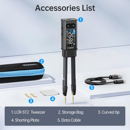 FNIRSI High-Precision Handheld Digital LCR Tweezers Component Tester, Tweezers Tips, Tweezers + Kelvin Clips