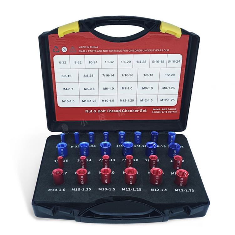 Nut Bolt Thread Checker Set For Thread Inspection Hardware Maintenance, 26 in 1