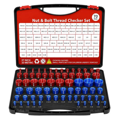 Screw Nut Thread Pitch Detector Metric And Imperial Bolt Measuring Gauge, 44 in 1, 70 in 1