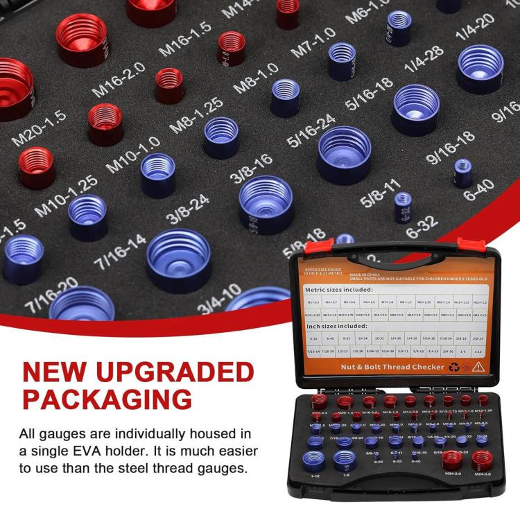 Screw Nut Thread Pitch Detector Metric And Imperial Bolt Measuring Gauge, 44 in 1, 70 in 1
