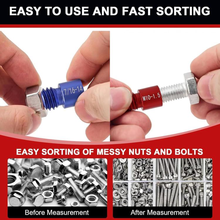 Screw Nut Thread Pitch Detector Metric And Imperial Bolt Measuring Gauge, 44 in 1, 70 in 1