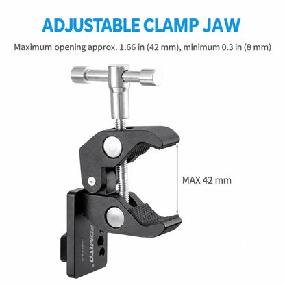 FOMITO V-Mount Male Connector Crab Clamp Multi-Function Monitor Tripod Heavy Duty Clamp, V-Mount Male Connector Crab Clamp