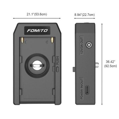 FOMITO NP-45W Multi-Function NP-F Battery Plate Multi-Port Output Battery Power Supply Base, NP-45W