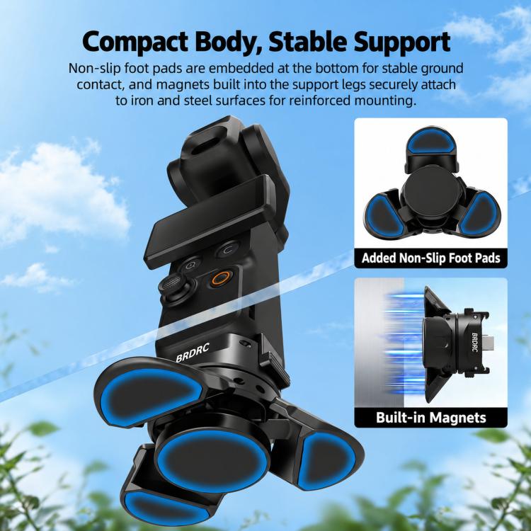 For DJI Osmo Pocket 4P / 4 / 3 BRDRC Foldable Magnetic Quick-Release Charging Tripod