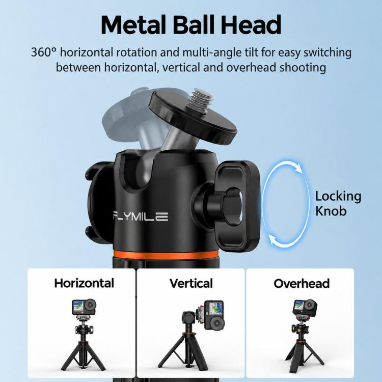 Flymile One-Touch Pop-Out Tripod Selfie Stick Extension Pole For DJI, Insta360, GoPro, And Other Action Cameras