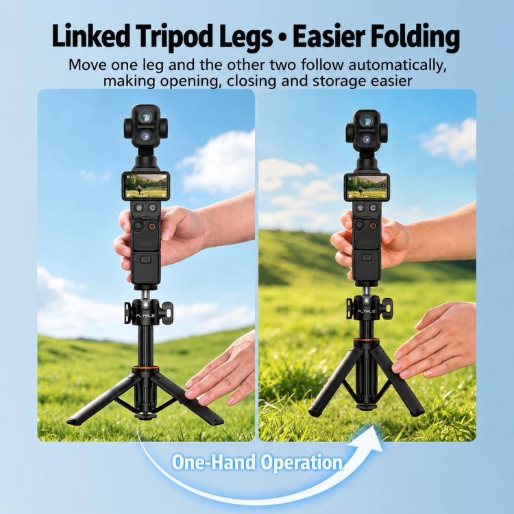 Flymile One-Touch Pop-Out Tripod Selfie Stick Extension Pole For DJI, Insta360, GoPro, And Other Action Cameras
