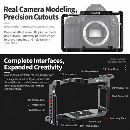 Poyinco Protective Camera Cage / Expansion Frame For Canon EOS 5D Mark II / EOS 5D Mark III / EOS 5D Mark IV / EOS 6D Mark II