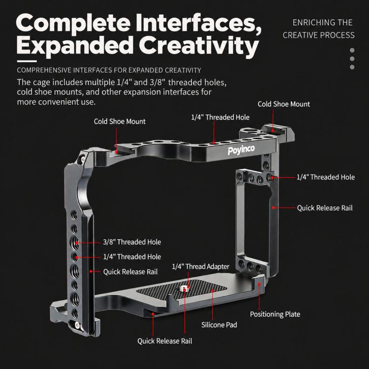 Poyinco Protective Camera Cage / Expansion Frame For Canon EOS 5D Mark II / EOS 5D Mark III / EOS 5D Mark IV / EOS 6D Mark II