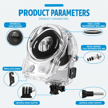 Invisible Waterproof Case 60M/196FT For DJI Osmo 360 II / Osmo 360 Underwater Diving Housing