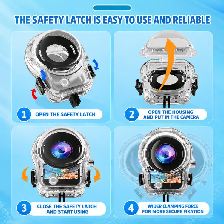 Invisible Waterproof Case 60M/196FT For DJI Osmo 360 II / Osmo 360 Underwater Diving Housing