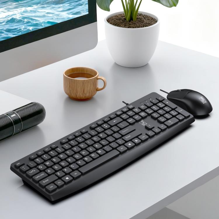 ZGB Q9Pro Wired Color Block Keyboard Mouse Combo, Silent Ergonomic 105 Keys Set with 1600 DPI Mouse