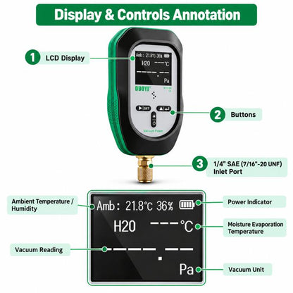 DUOYI Digital Display Vacuum Gauge High-precision Pressure Gauge, DY610