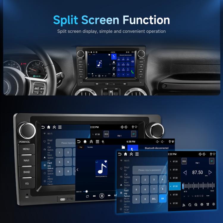 9-Inch CarPlay Compatible In-Car Center Console With 7-Inch Screen Bluetooth Navigation Rearview Camera Player, Standard, Standard+AHD Camera+Mic