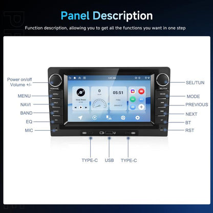 9-Inch CarPlay Compatible In-Car Center Console With 7-Inch Screen Bluetooth Navigation Rearview Camera Player, Standard, Standard+AHD Camera+Mic