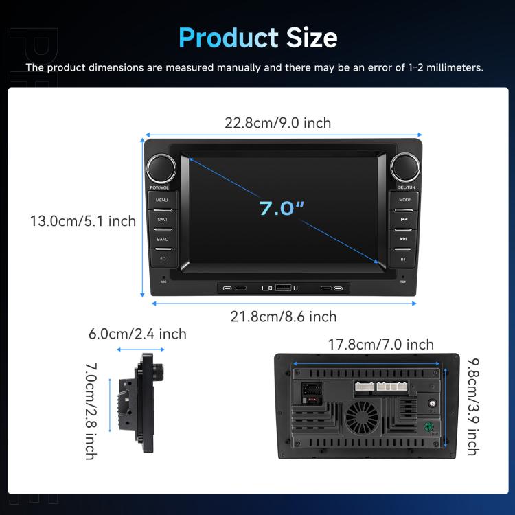 9-Inch CarPlay Compatible In-Car Center Console With 7-Inch Screen Bluetooth Navigation Rearview Camera Player, Standard, Standard+AHD Camera+Mic