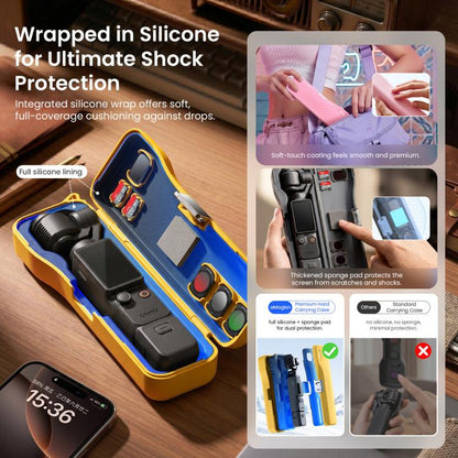 For DJI Osmo Pocket 4/3 aMagisn Extended Hard Carrying Case All-in-One Protective Storage Box, Extended Yellow, Extended Pink