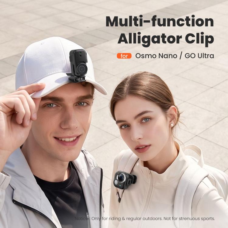 aMagisn Multi-function Alligator Clip Mount 360-degree Rotating Backpack Strap Hat Visor Clamp Case, For Insta360 GO Ultra, For DJI Osmo Nano