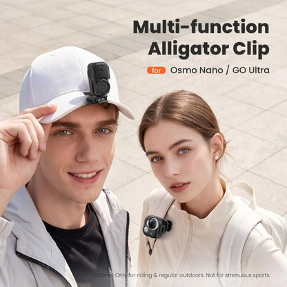 aMagisn Multi-function Alligator Clip Mount 360-degree Rotating Backpack Strap Hat Visor Clamp Case, For Insta360 GO Ultra, For DJI Osmo Nano