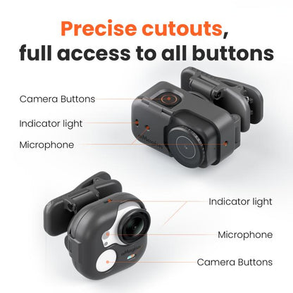 aMagisn Multi-function Alligator Clip Mount 360-degree Rotating Backpack Strap Hat Visor Clamp Case, For Insta360 GO Ultra, For DJI Osmo Nano