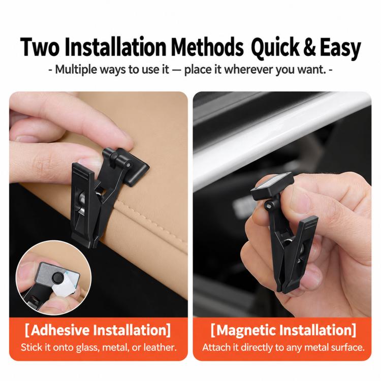 Car Visor Glasses Clip Window Business Card Ticket Holder, 2 PCS/Pack Magnetic, 2 PCS /Pack Adhesive