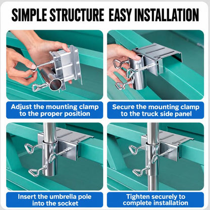 Mounting Bracket for Tricycle Stall Sun / Rain Umbrella, Screw-fastened, Rivet-fastened