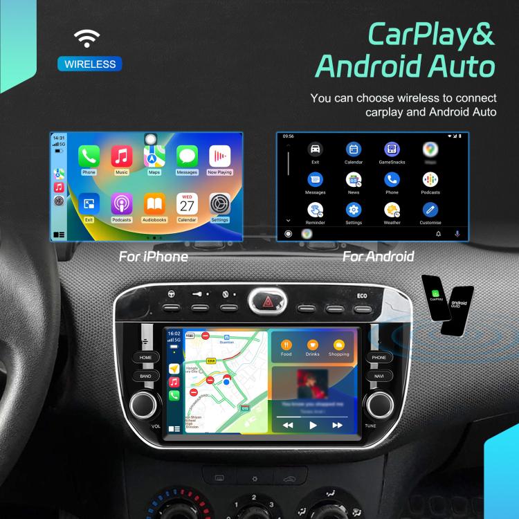 For FIAT Punto 7 Inch Wireless Carplay Android Auto Car Stereo GPS Navigation Radio Player, 4 Core 2GB+64GB, 4 Core 4GB+64GB, 8 Core 4GB+64GB, 8 Core 6GB+128GB