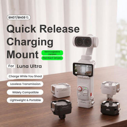 For Insta360 Luna Ultra aMagisn Dual-Interface Quick Release Adapter Mount, Standard Version Black, Standard Version White, Charging Version Black, Charging Version White