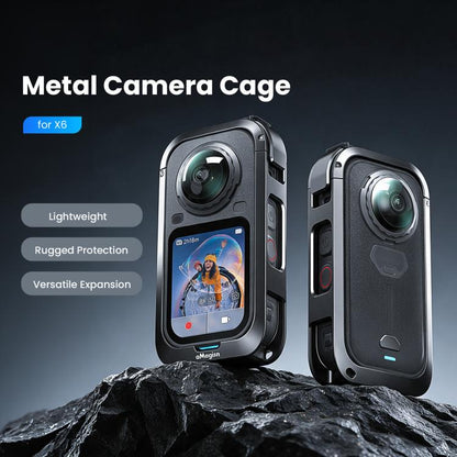 aMagisn Metal Camera Cage for Insta360 X6 Ultra-Lightweight Protective Frame with Flip-Lock Clasp