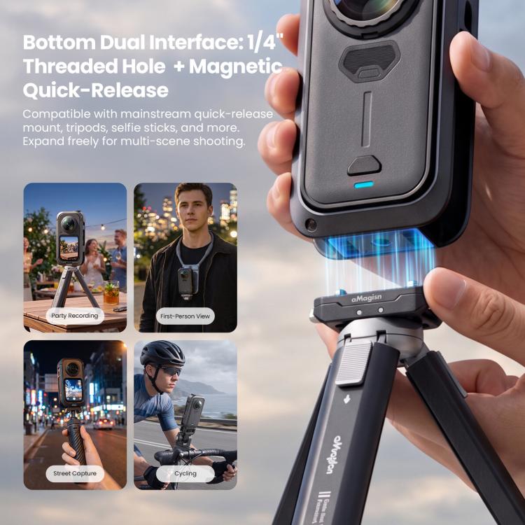 aMagisn Metal Camera Cage for Insta360 X6 Ultra-Lightweight Protective Frame with Flip-Lock Clasp