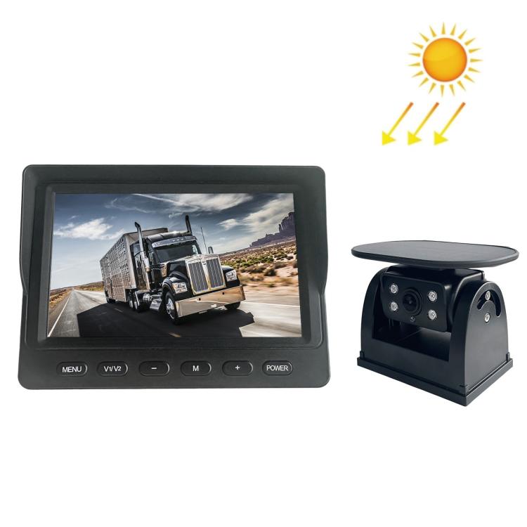 Solar Wireless Backup Camera System With 5 Inch IPS Monitor BSD Blind Spot Warning, Standard, Standard+64GB Memory Card