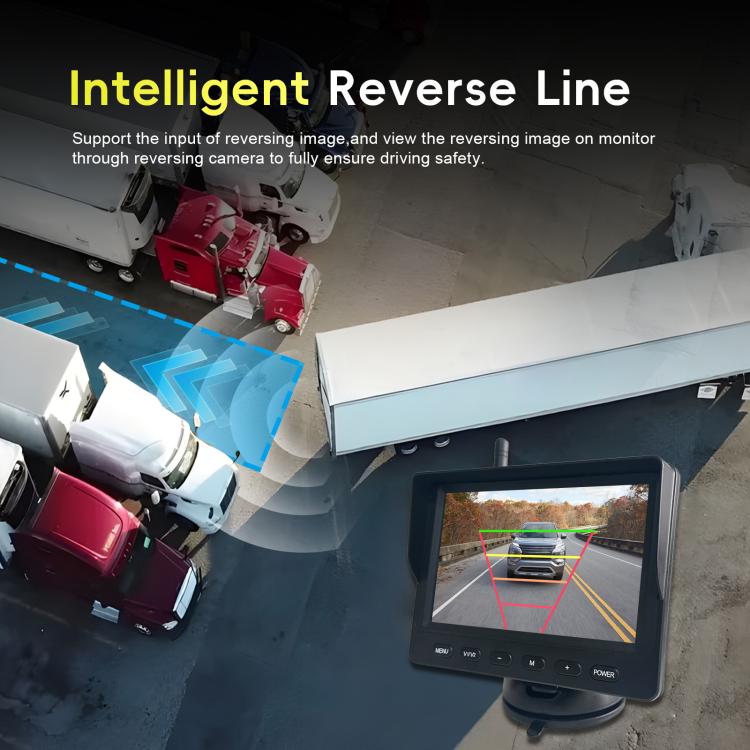 Solar Wireless Backup Camera System With 5 Inch IPS Monitor BSD Blind Spot Warning, Standard, Standard+64GB Memory Card