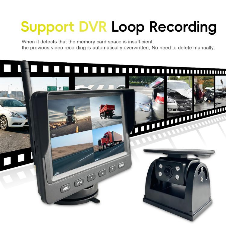 Solar Wireless Backup Camera System With 5 Inch IPS Monitor BSD Blind Spot Warning, Standard, Standard+64GB Memory Card