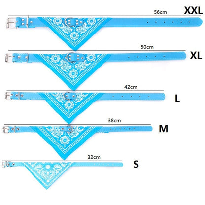 Adjustable Dog Bandana Leather Printed Soft Scarf Collar Neckerchief for Puppy Pet, M